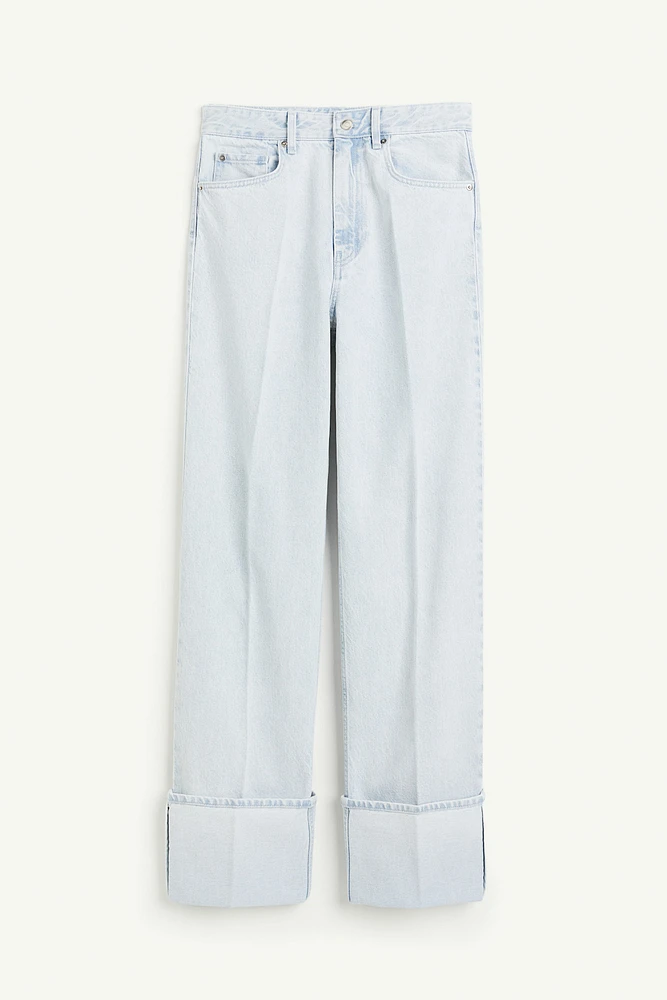 Straight High Fold-up Jeans