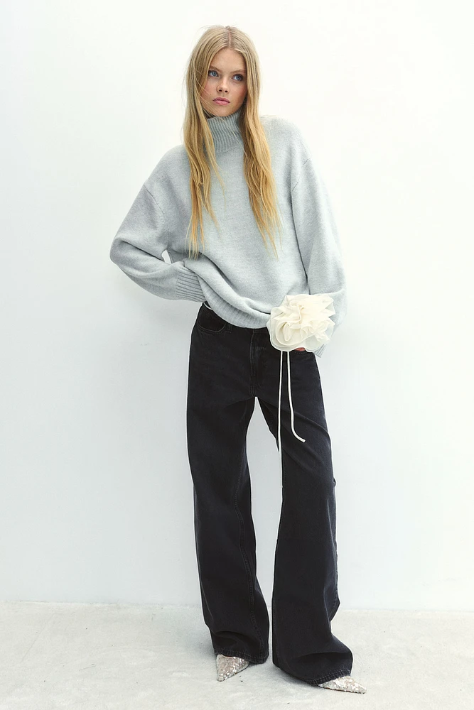 Fine-Knit Mock Turtleneck Sweater