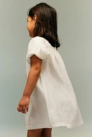 Balloon-sleeved Linen Dress