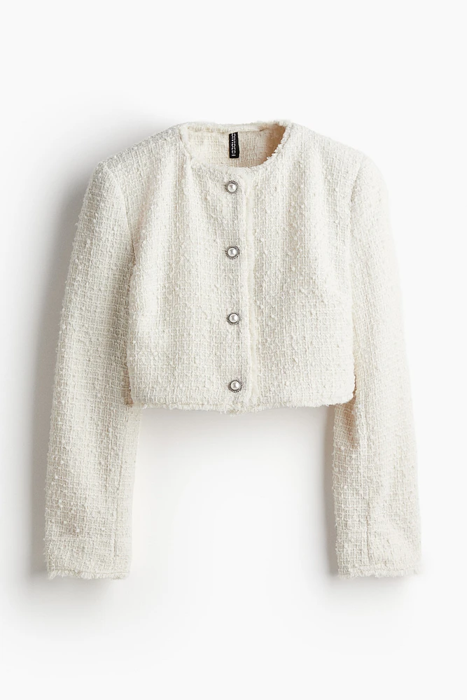 Cropped Bouclé-weave Jacket