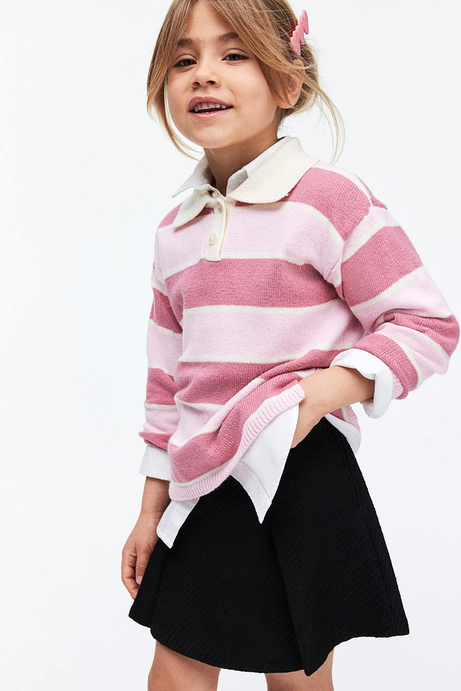 Rib-Knit Polo Sweater