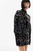 Jacquard-Knit Mock Turtleneck Sweater