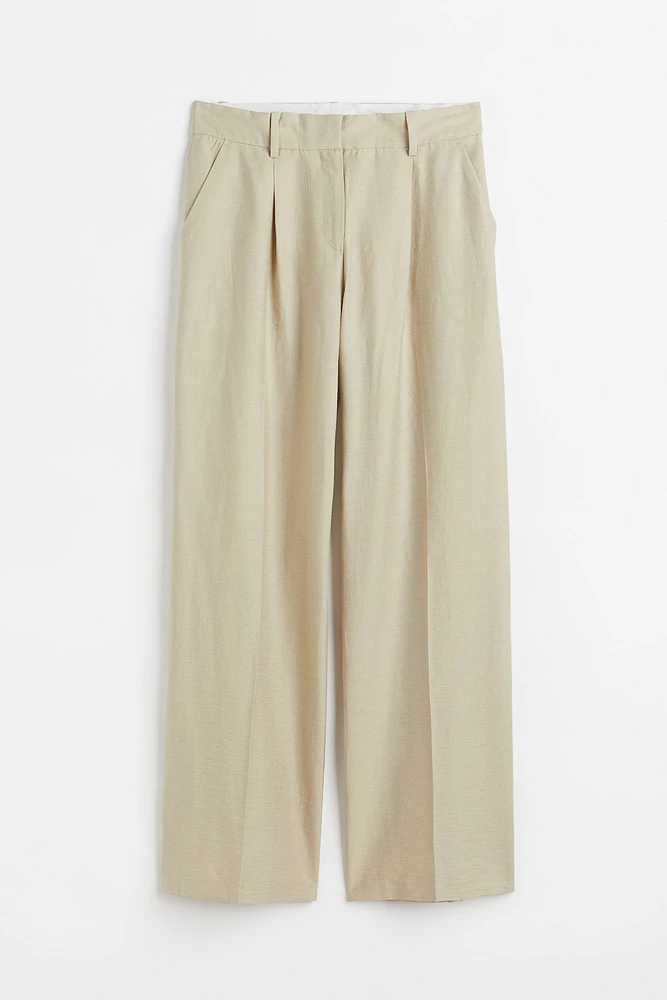 Wide-leg Linen-blend Pants