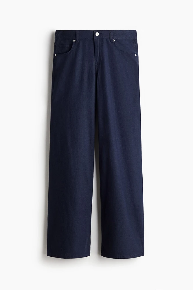 Wide-Leg Linen-Blend Pants