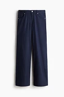 Wide-Leg Linen-Blend Pants