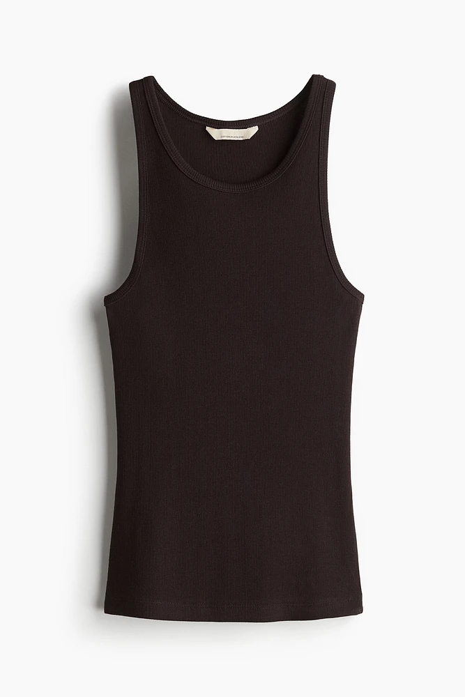 Ribbed Silk-Blend Tank Top