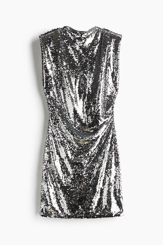 Sequined Shoulder-Pad Dress