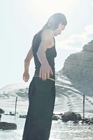 Linen-Blend Crop Pants