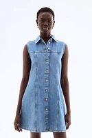 Sleeveless Denim Shirt Dress