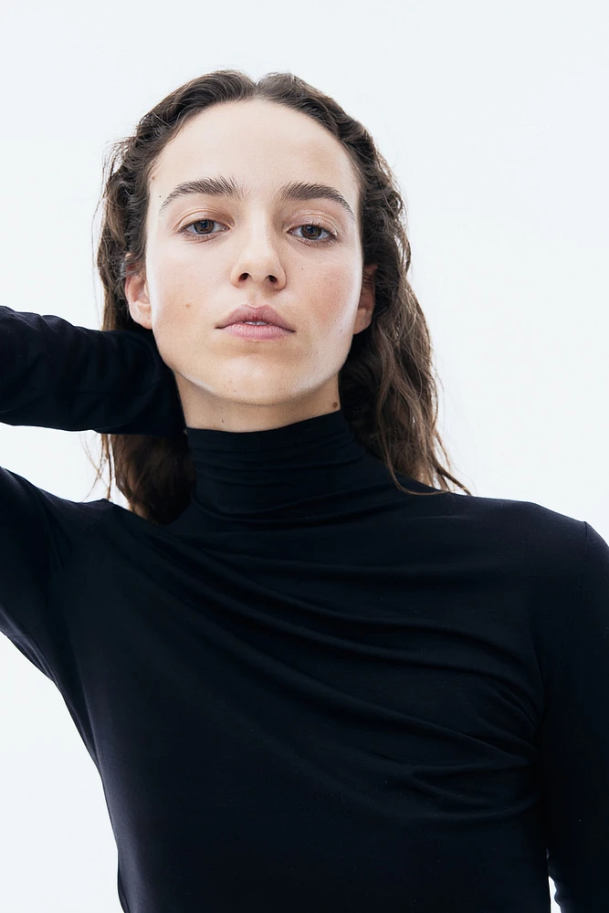 Lyocell Mock Turtleneck Top