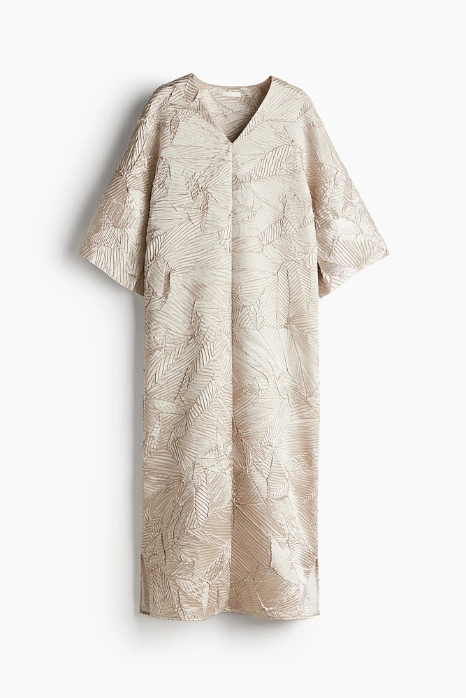 Crinkled Satin Kaftan Dress