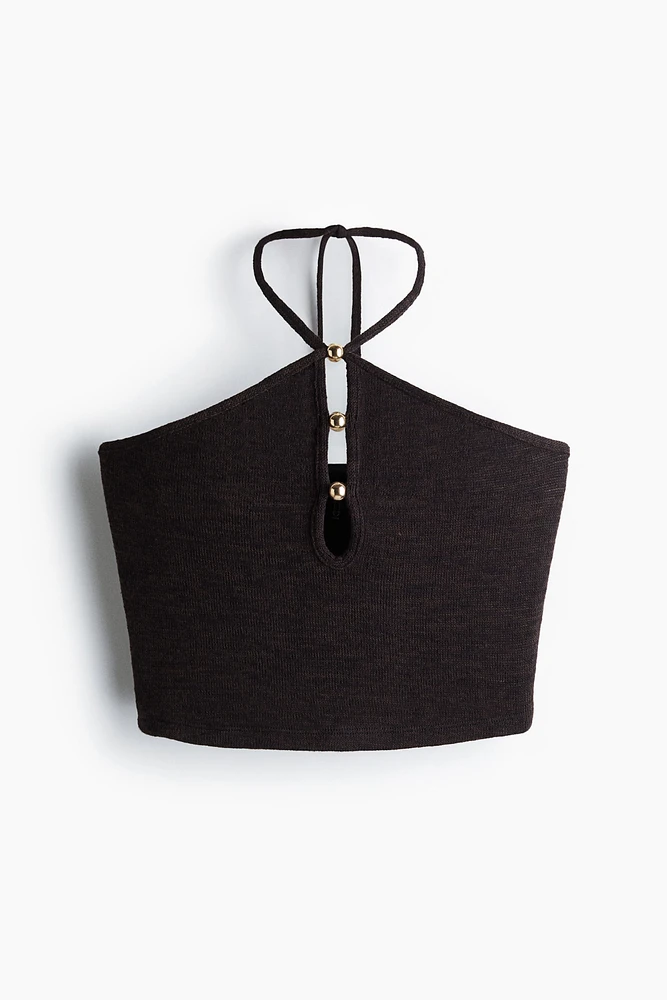 Bead-Detail Halterneck Top