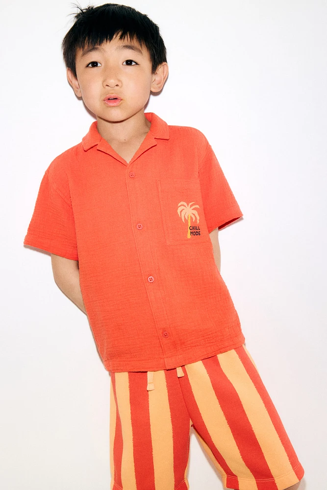 Chemise en mousseline de coton avec col cubain