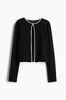 Picot-Trimmed Pointelle-Knit Cardigan