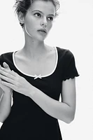 Overlocked-Trim Dress with Flared Skirt