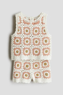 Ensemble 2 pièces en coton crocheté