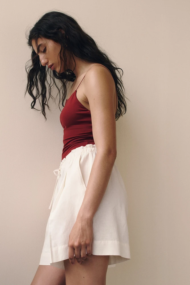 Linen-Blend Drawstring Shorts