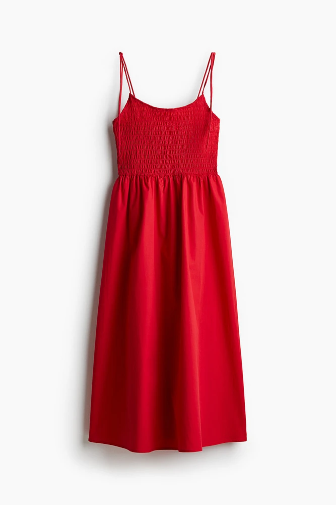 Tie-Shoulder-Strap Smocked Dress