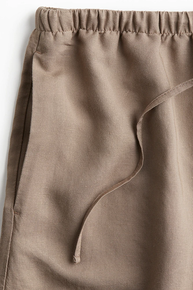 Short en lin mélangé avec cordon de serrage