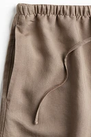 Short en lin mélangé avec cordon de serrage