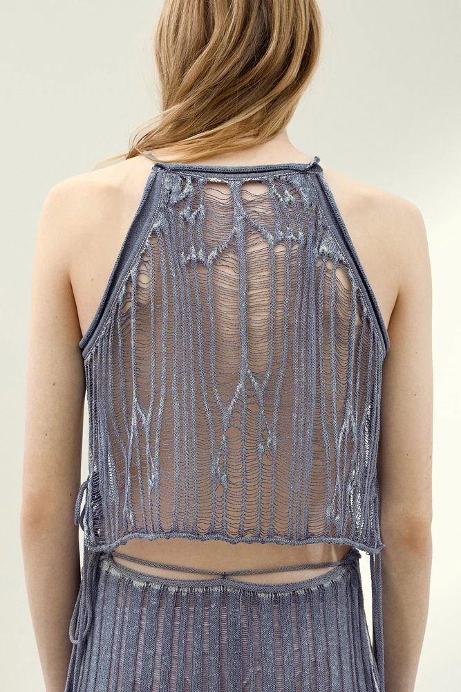 Haut en tricot avec bretelles à nouer