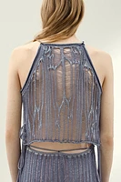 Knit Top with Tie Shoulder Straps