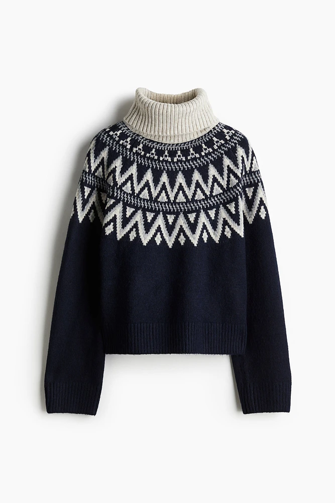 Jacquard-Knit Turtleneck Sweater