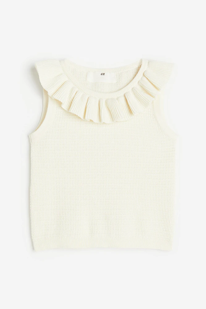 Flounce-trimmed Knit Top