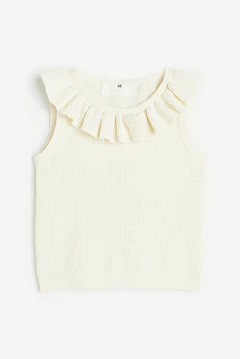 Flounce-trimmed Knit Top