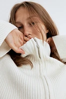 Rib-knit Half-zip Sweater