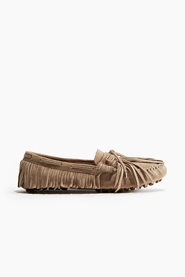 Fringed Suede Loafers