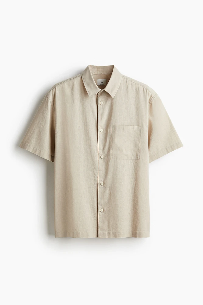 Regular Fit Short-sleeved Linen-Blend Shirt