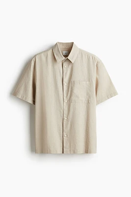 Regular Fit Short-sleeved Linen-Blend Shirt