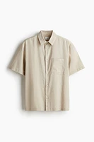 Regular Fit Short-sleeved Linen-Blend Shirt