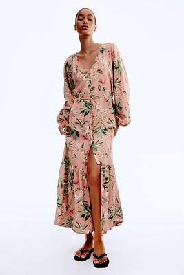 Tie-belt Crêpe Dress