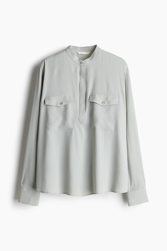 Band-Collar Blouse