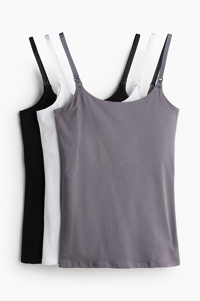 MAMA Lot de 3 hauts d'allaitement bretelles fines