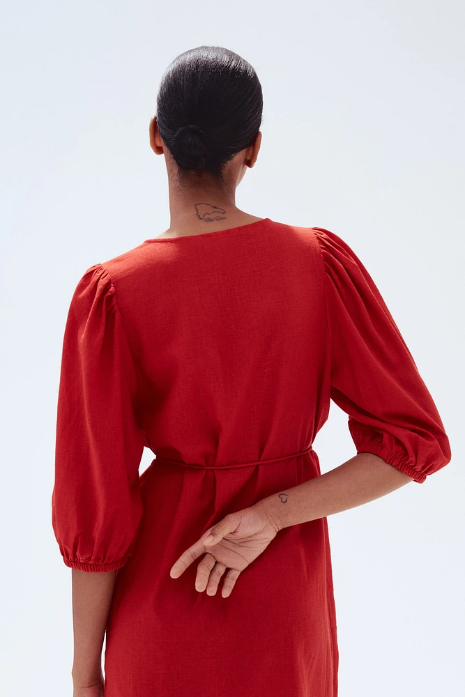 Linen-blend dress
