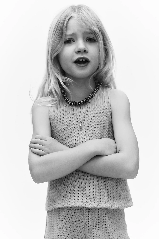 Textured-knit vest top