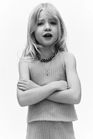 Textured-knit vest top