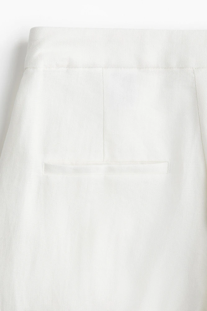 Wide-Leg Linen-Blend Pants