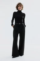 Wide-Leg Twill Pants