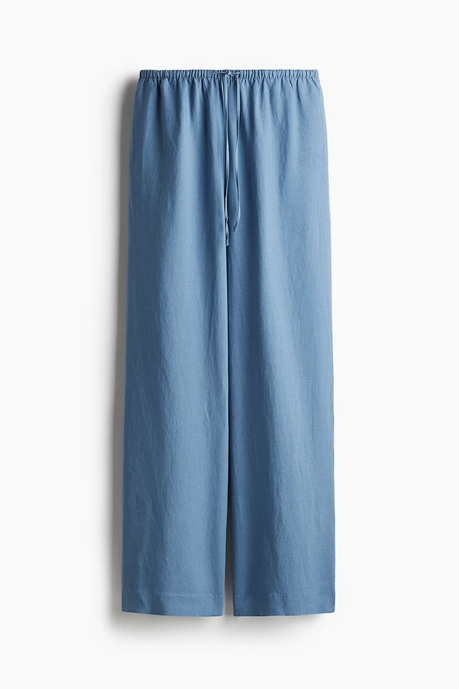 Straight linen-blend trousers