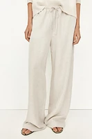 Straight linen-blend trousers
