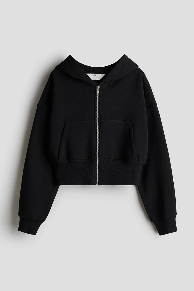 Short Hooded Sweatshirt Jacket