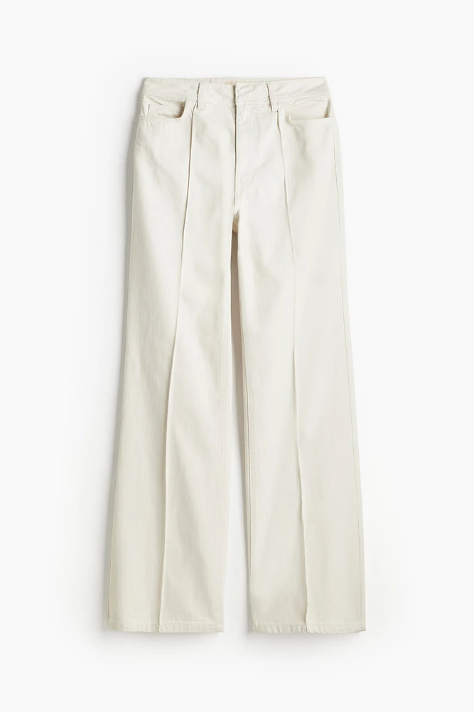 Flared Creased Twill Pants