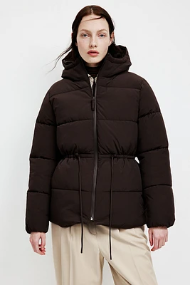 Oversized Drawstring-Waist Puffer Jacket