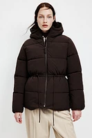 Oversized Drawstring-Waist Puffer Jacket
