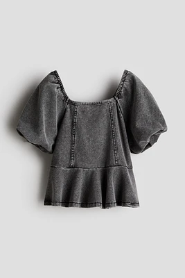 Blouse péplum façon denim