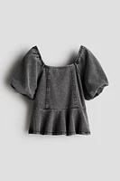Blouse péplum façon denim